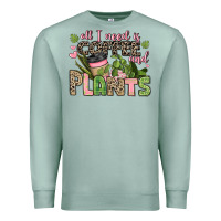 Seafoam all i need is coffee and plants Premium Sweatshirt - JahusDesignShop