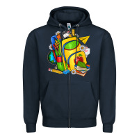 Navy school bag Zipper Hoodie - texasbilliewilder