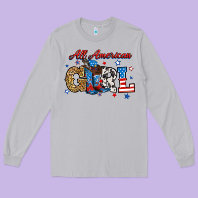 All American Girl Long Sleeve Tee Designed By Ranaportraitstore