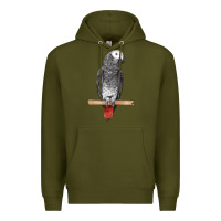 Army Green African Gray Parrot Bird Premium Hoodie - LillyAllenDesigns