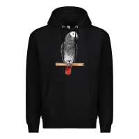 Black African Gray Parrot Bird Premium Hoodie - LillyAllenDesigns