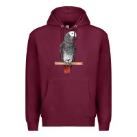 Burgundy African Gray Parrot Bird Premium Hoodie - LillyAllenDesigns