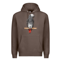 Coffee African Gray Parrot Bird Premium Hoodie - LillyAllenDesigns