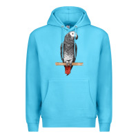 Ocean Blue African Gray Parrot Bird Premium Hoodie - LillyAllenDesigns