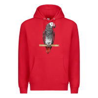 Red African Gray Parrot Bird Premium Hoodie - LillyAllenDesigns