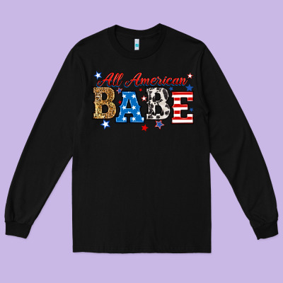 All American Babe Long Sleeve Tee Designed By Ranaportraitstore