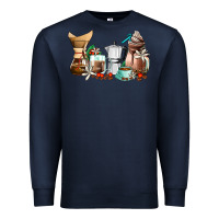 Navy coffee tools coffee cups Premium Sweatshirt - AdoDesignShop