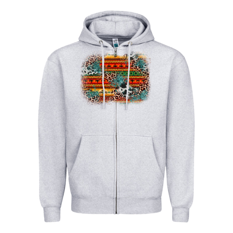 Leopard Aztec Background Zipper Hoodie by Zillion Design Studio | Teevron