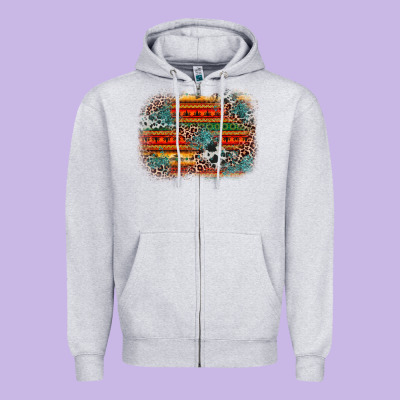 Leopard Aztec Background Zipper Hoodie Designed By Zillion Design Studio
