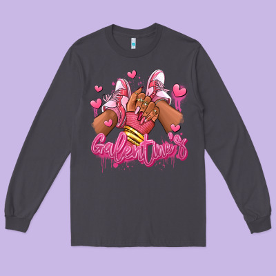 Galentines Afro Girl Sneakers Long Sleeve Tee Designed By Ranaportraitstore