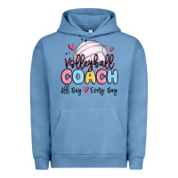 Pigment Pebble Blue volleyball coach all day every day Urban Hoodie - MaliasSmallBusiness