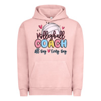 Pigment Salmon volleyball coach all day every day Urban Hoodie - MaliasSmallBusiness