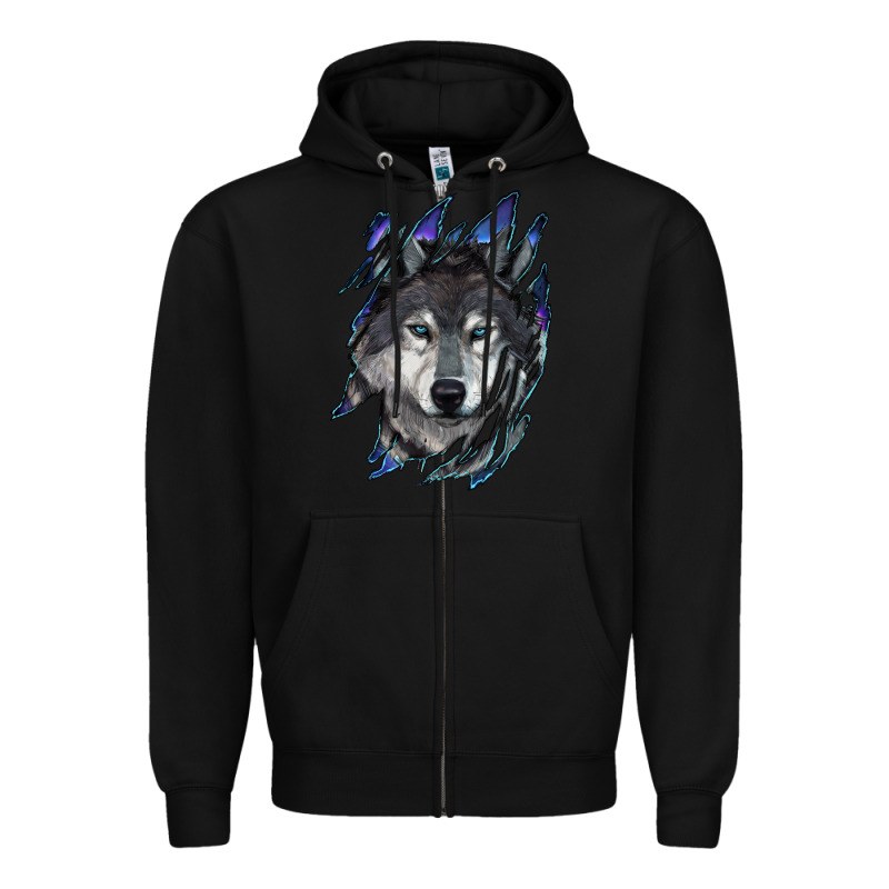 Wolf Scratch Mark Zipper Hoodie by RanaPortraitStore | Teevron