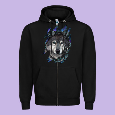Wolf Scratch Mark Zipper Hoodie Designed By Ranaportraitstore