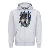 Heather Grey wolf scratch mark Zipper Hoodie - RanaPortraitStore