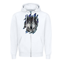 White wolf scratch mark Zipper Hoodie - RanaPortraitStore