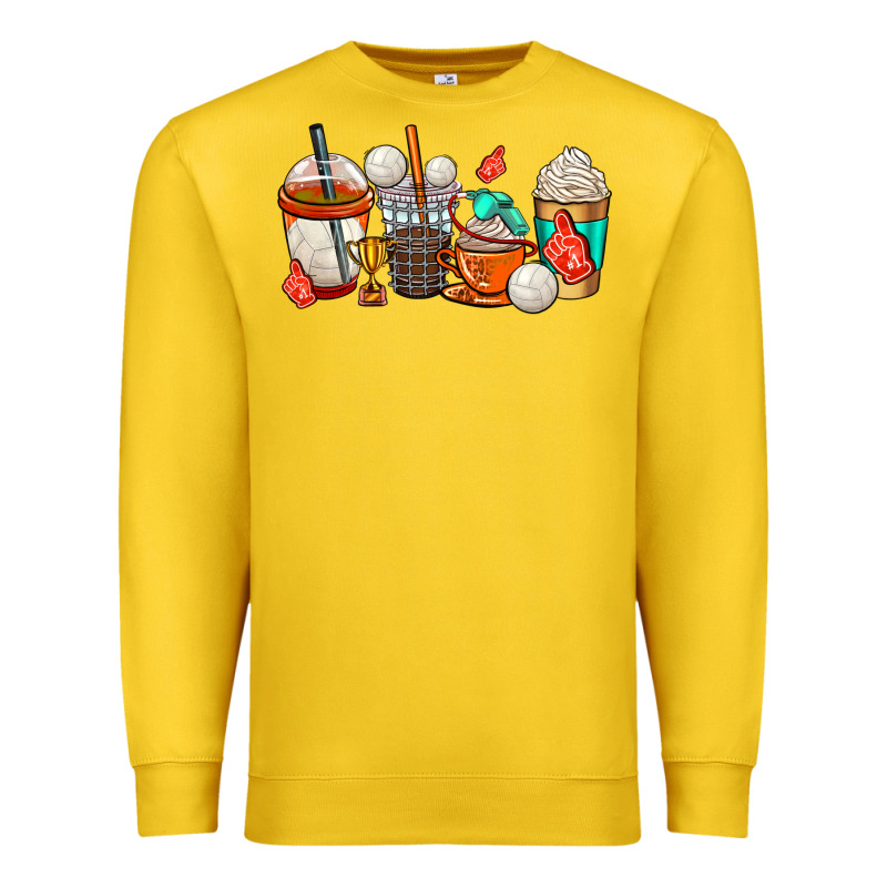 Volleyball Coffee Cups Premium Sweatshirt by AdoDesignShop | Teevron