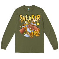 Army Green yellow sneaker girl afro woman Long Sleeve Tee - RanaPortraitStore