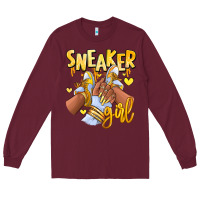 Burgundy yellow sneaker girl afro woman Long Sleeve Tee - RanaPortraitStore