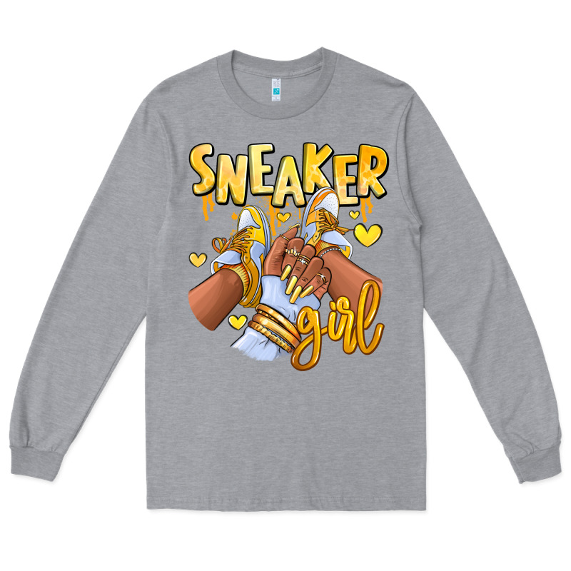 Yellow Sneaker Girl Afro Woman Long Sleeve Tee by RanaPortraitStore | Teevron