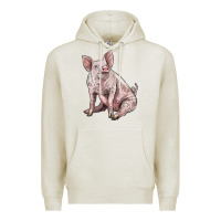 Oatmeal Heather american yorkshire pig Premium Hoodie - LillyAllenDesigns