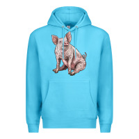 Ocean Blue american yorkshire pig Premium Hoodie - LillyAllenDesigns