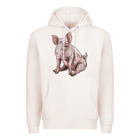 Pale Pink american yorkshire pig Premium Hoodie - LillyAllenDesigns