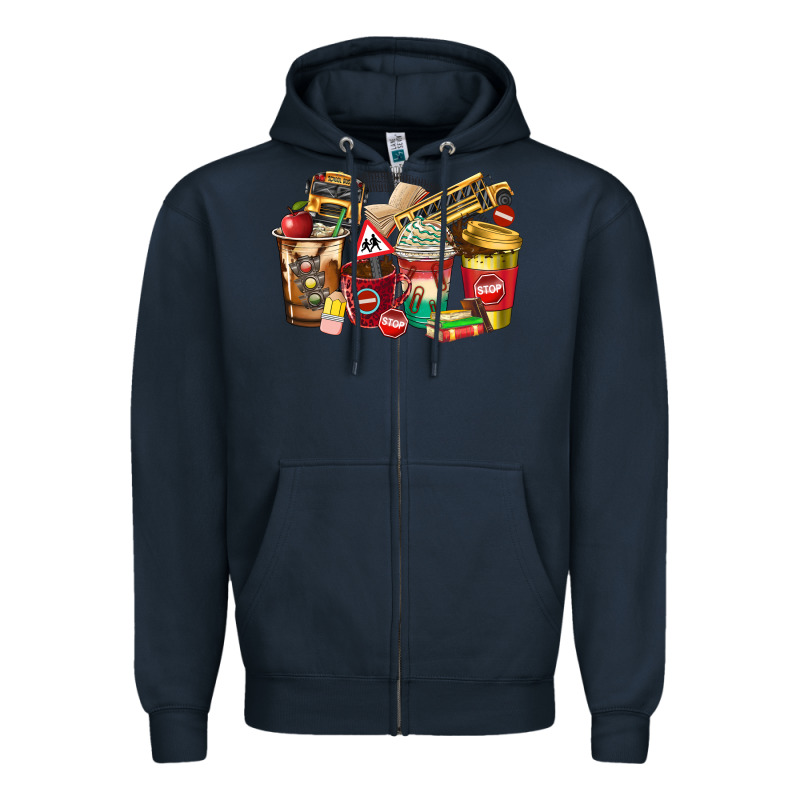 School Bus Driver Coffee Cups Zipper Hoodie by texasbilliewilder | Teevron