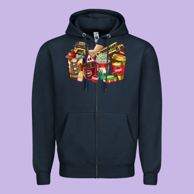 School Bus Driver Coffee Cups Zipper Hoodie Designed By Texasbilliewilder