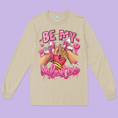 Be My Valentine Light Skinned Girl Sneakers Long Sleeve Tee Designed By Ranaportraitstore