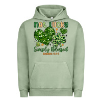 Pigment Oil Green not lucky simply blessed Urban Hoodie - MaliasSmallBusiness