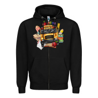 Black school bus driver front Zipper Hoodie - texasbilliewilder