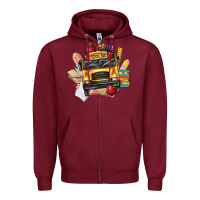 Burgundy school bus driver front Zipper Hoodie - texasbilliewilder