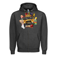 Charcoal Heather school bus driver front Zipper Hoodie - texasbilliewilder