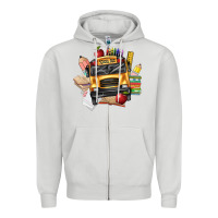 Dove Grey school bus driver front Zipper Hoodie - texasbilliewilder