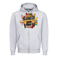 Heather Grey school bus driver front Zipper Hoodie - texasbilliewilder