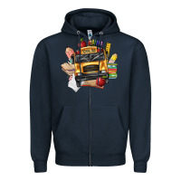 Navy school bus driver front Zipper Hoodie - texasbilliewilder