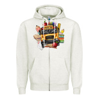 Oatmeal Heather school bus driver front Zipper Hoodie - texasbilliewilder