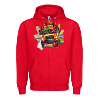Red school bus driver front Zipper Hoodie - texasbilliewilder
