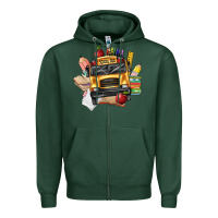 Sports Green school bus driver front Zipper Hoodie - texasbilliewilder
