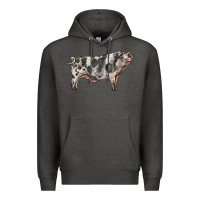 Charcoal Heather Spotted Pig Premium Hoodie - LillyAllenDesigns
