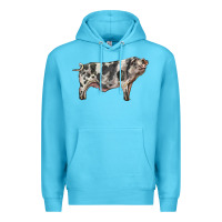 Ocean Blue Spotted Pig Premium Hoodie - LillyAllenDesigns