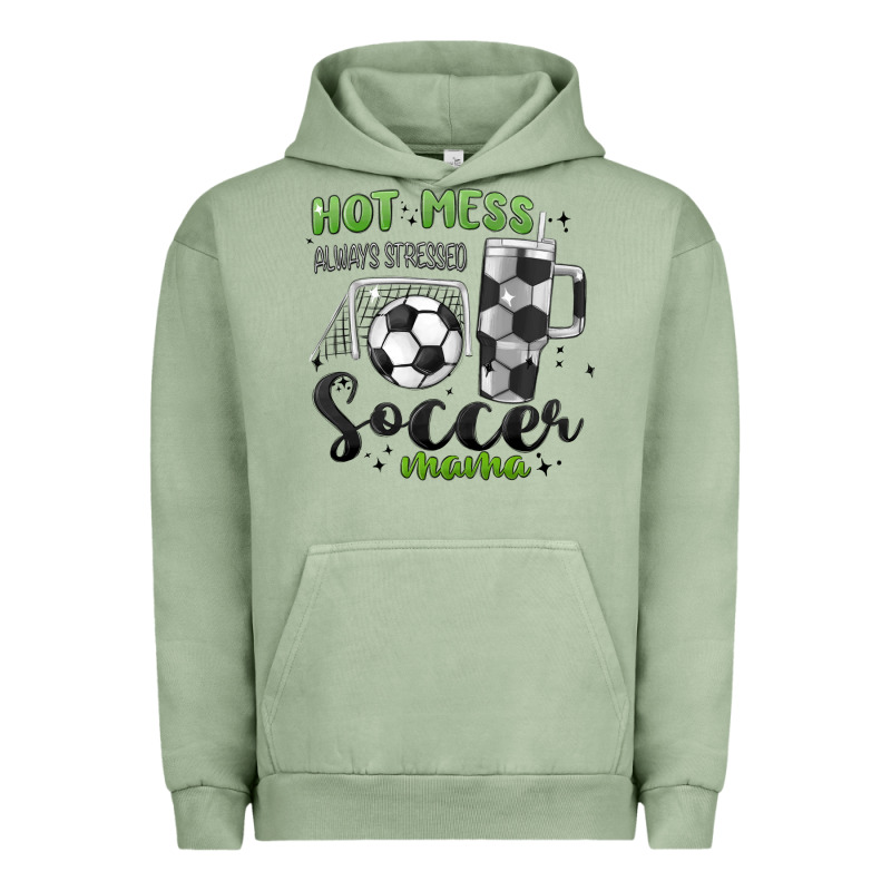 Hot Mess Always Stressed Soccer Mama Stanley Cup Urban Hoodie by MaliasSmallBusiness | Teevron