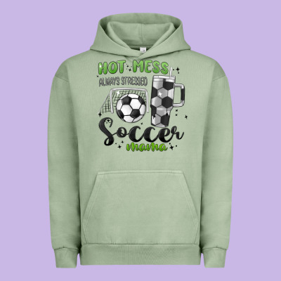 Hot Mess Always Stressed Soccer Mama Stanley Cup Urban Hoodie Designed By Maliassmallbusiness