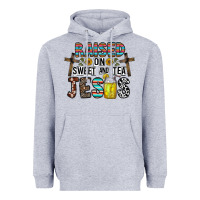 Heather Grey raised on sweet and tea jesus Heavyweight Hoodie - CowhideDigitalArt