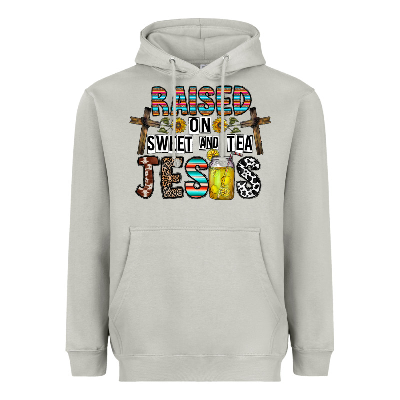 Raised On Sweet And Tea Jesus Heavyweight Hoodie by CowhideDigitalArt | Teevron