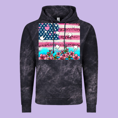 American Flag And Teeth With Flowers Vintage Hoodie Designed By Adodesignshop