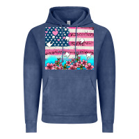 Vintage Denim american flag and teeth with flowers Vintage Hoodie - AdoDesignShop