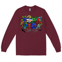 Burgundy pura vida costa rica rana Long Sleeve Tee - RanaPortraitStore