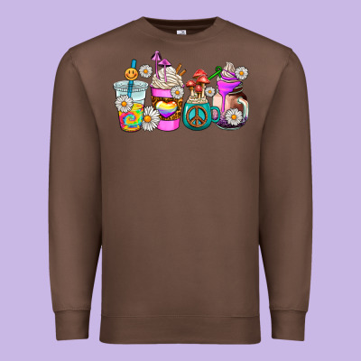 Hippie Coffee Cups Premium Sweatshirt Designed By Adodesignshop